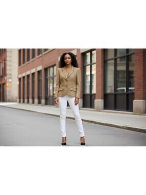 Ivanka Trump Women's Beige Tailored Blazer with Pink Lining